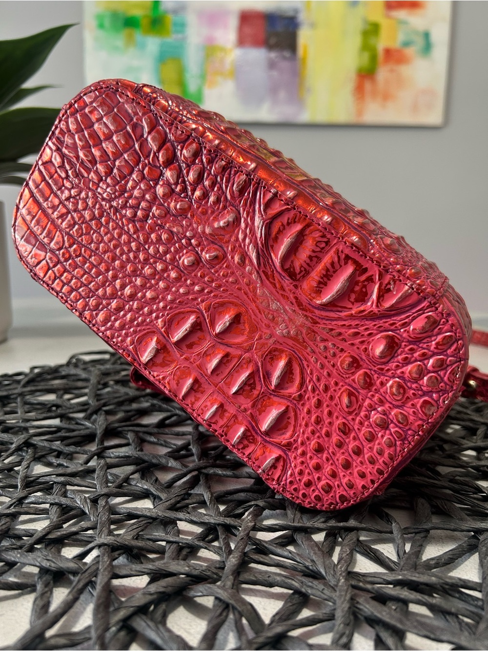 ♥️ Brahmin Margo Metallic Red Dragon Crossbody & Matching Small Veronica Wallet - Picture 10 of 15